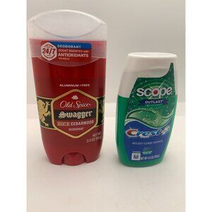Old Spice Swagger Cedarwood Deodorant 3 Oz & Crest Scope Outlast Toothpaste 4.6